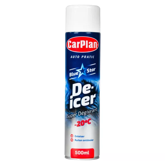 CarPlan Blue Star De-Icer Car Windscreen Aerosol Spray Car Ice Melt 500ml