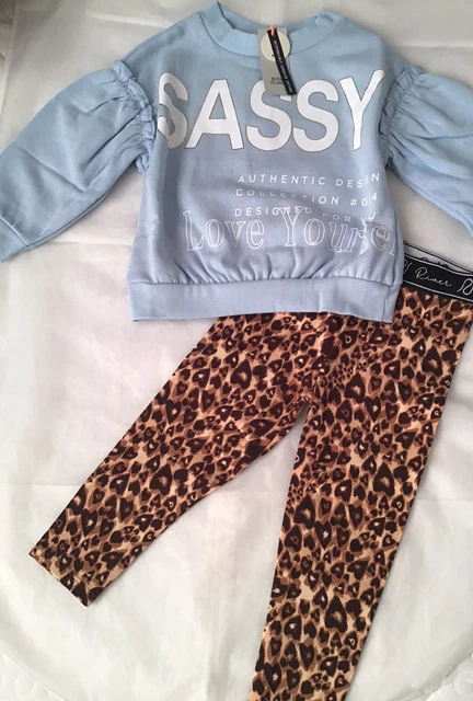 Set felpa blu River Island mini ragazze età 2-3 anni sfacciata nuova con etichette