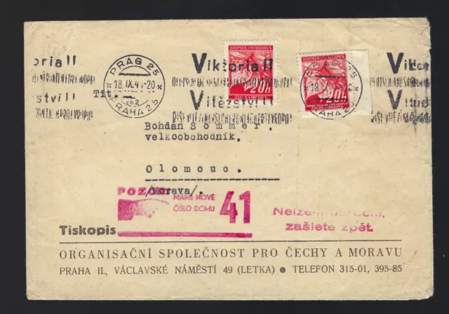 Brief Böhmen und Mähren Viktoria Maschinenstemepel Prag 18.11.1941 gestmepelt