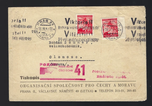 Brief Böhmen und Mähren Viktoria Maschinenstemepel Prag 18.11.1941 gestmepelt