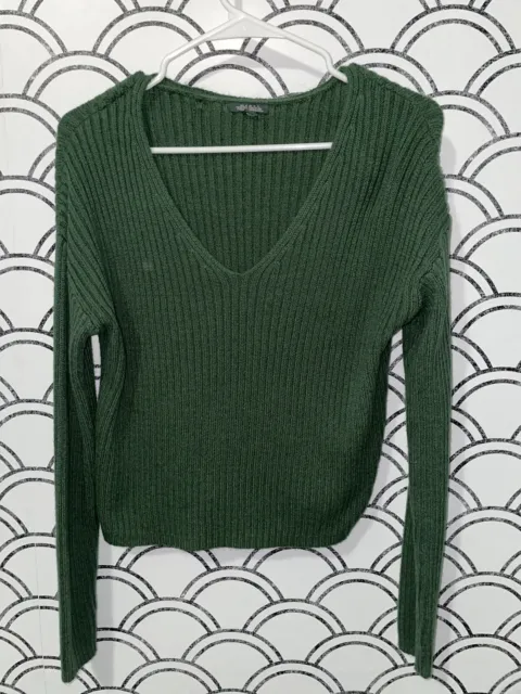 Wild Fable Sweater Womens M Long Sleeve Crop Button Up Cable Knit Cardigan  Green