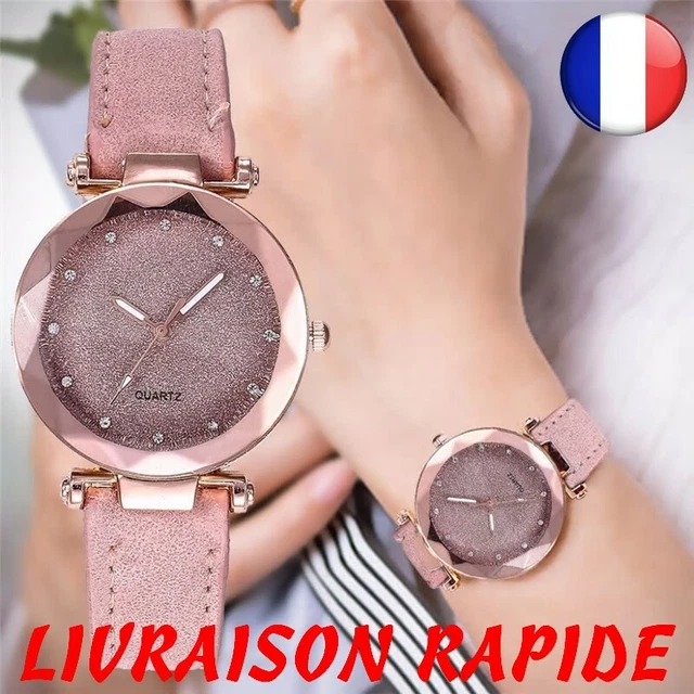 Montre Hello Kitty En Cuir Avec Cadran Argenté Et Diamants - Style Luxe Pour Fille/femme