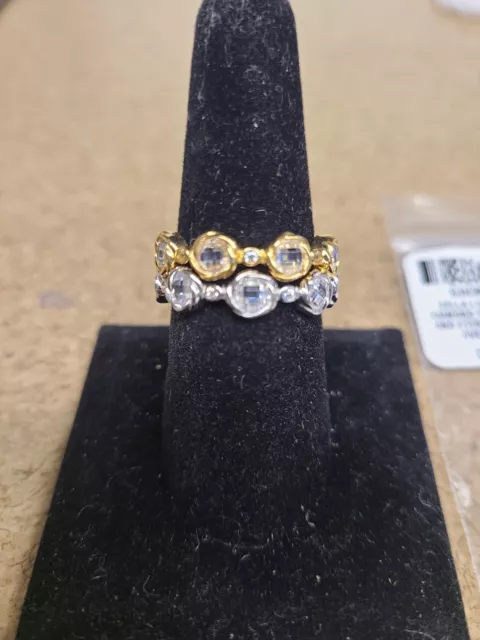 JTV White Cubic Zirconia Rhodium And 18k Yellow Gold Over Sterling Silver 2 Ring