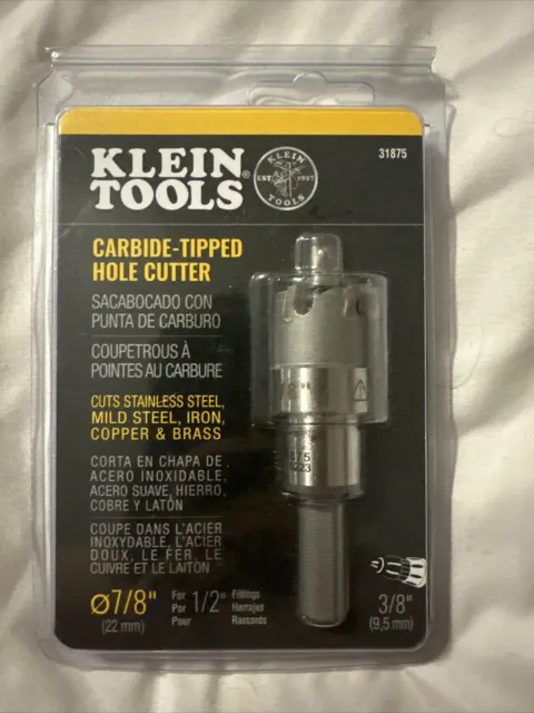BRAND NEW Klein Tools Carbide Tipper Hole Cutter drill Bit 7/8”