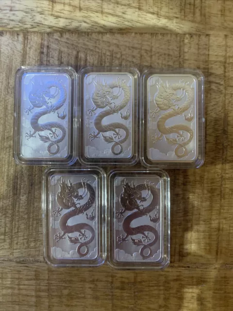 5 x 1 Oz Dragon Rectangle 2019 Rectangular Silbermünze Münzbarren