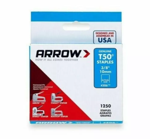 ARROW T50 STAPLES 6mm 8mm 10mm 12mm 14mm Genuine Arrow Orginal Pack 1250 3