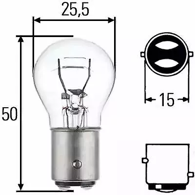 Bulb 12V 21/5W 8GD002078-121 by Hella - 4 Units