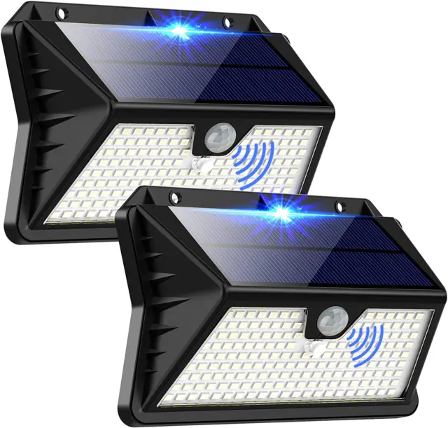 Luce Solare LED Esterno, 2200Mah Faretto LED Da Esterno Con Sensore Di Movimento