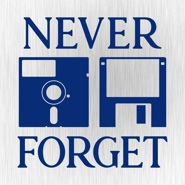 Never Forget Geek Gamer Nerd Retro Floppy Blau PKW Vinyl Decal Sticker Aufkleber