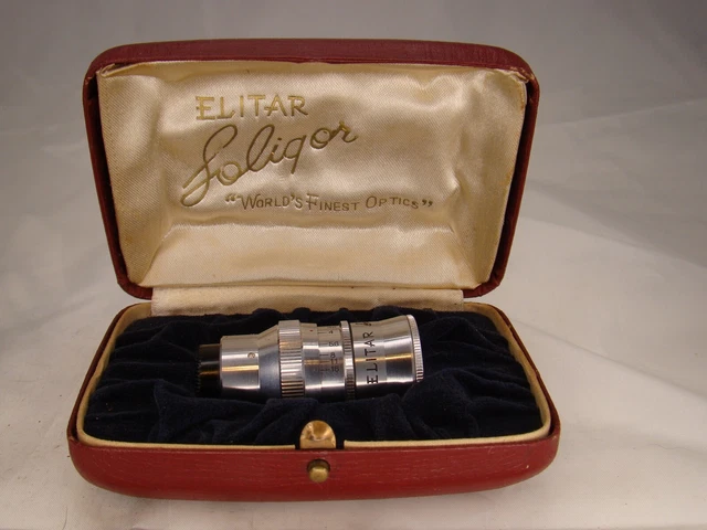 TELEOBJETIVO DE PELÍCULA ELITAR SOLIGOR DE COLECCIÓN LA MEJOR ÓPTICA DEL MUNDO 1 1⁄2"" f 3,2 8 mm