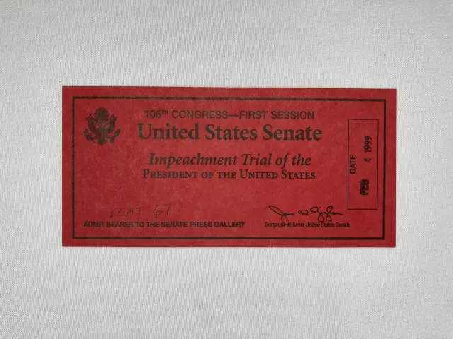 Impeachment Trial Of The President Of The United States Feb 4 1999 Seat 67