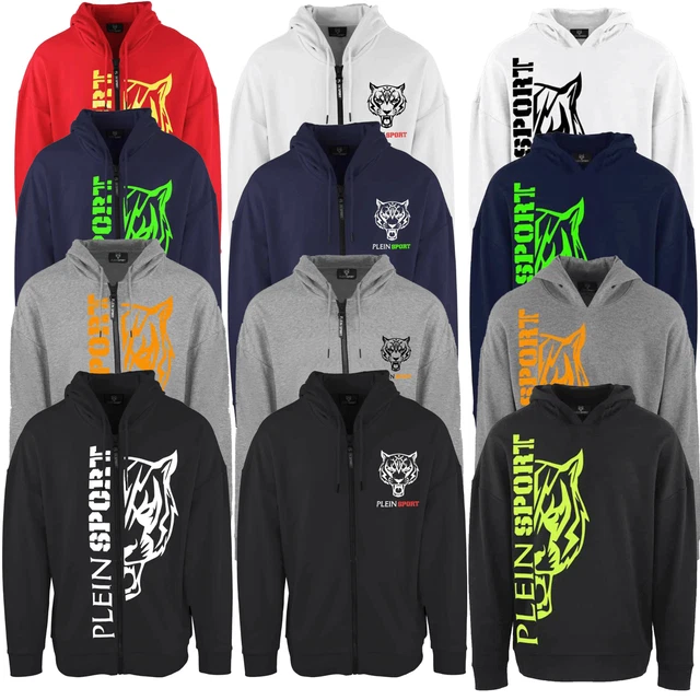 felpa con cappuccio e zip uomo Philipp Plein sport cerniera da nera blu bianca
