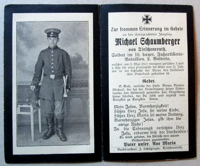 Sterbebild 10. Bay. Fuss Art. Btl.   1917