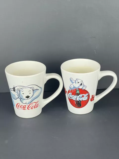 Coca Cola Bear Mugs By Gibson Set Of 2  2003. 5”