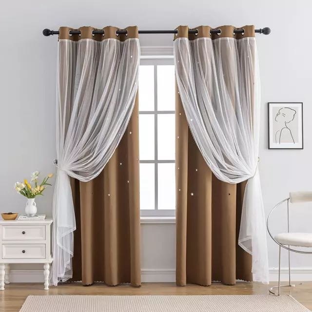 Star Cutout Kids Window Blackout Curtains for Girl Bedroom Window Room Darkening