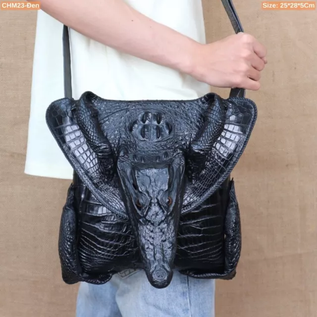 Genuine Crocodile alligator leather skin sling bags, backpack crossbody bag men