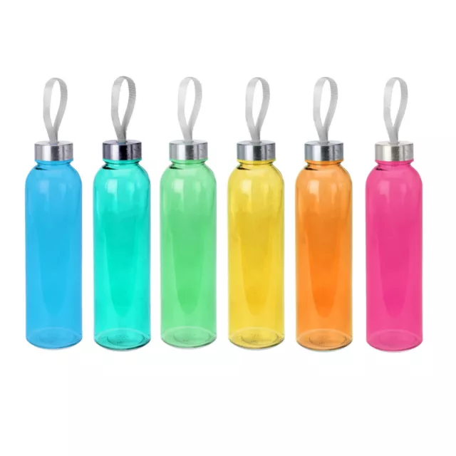 Glas Wasserflasche 500ml Trinken Sport Fitnessstudio Farbe Outdoor Auslaufsicher Schraubkappe