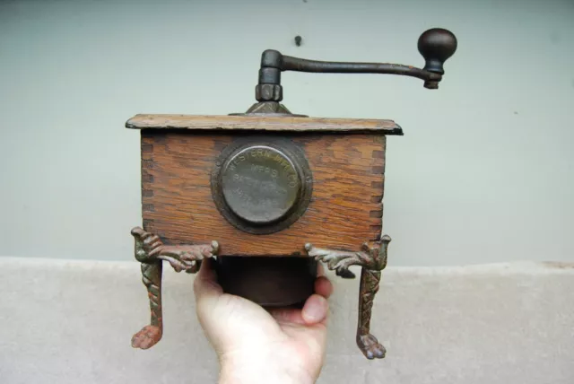 Rare 1896 Antique Western co Pittsburgh Hand Crank Coffee Grinder Cast Iron legs