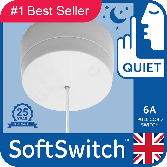 QUIET ACTION PULL Cord Switch For Toilet Bathroom Ceiling Light 25yr ...