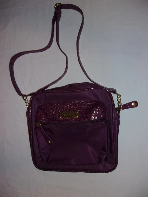 Samantha Brown Deep Purple Shoulder Bag Croco Accents/Outside Zippered Pocket