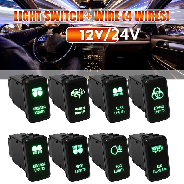 For Toyota LED LIGHT BAR FOG SPOT LIGHT Push Button Switch Indicator Light Lamp