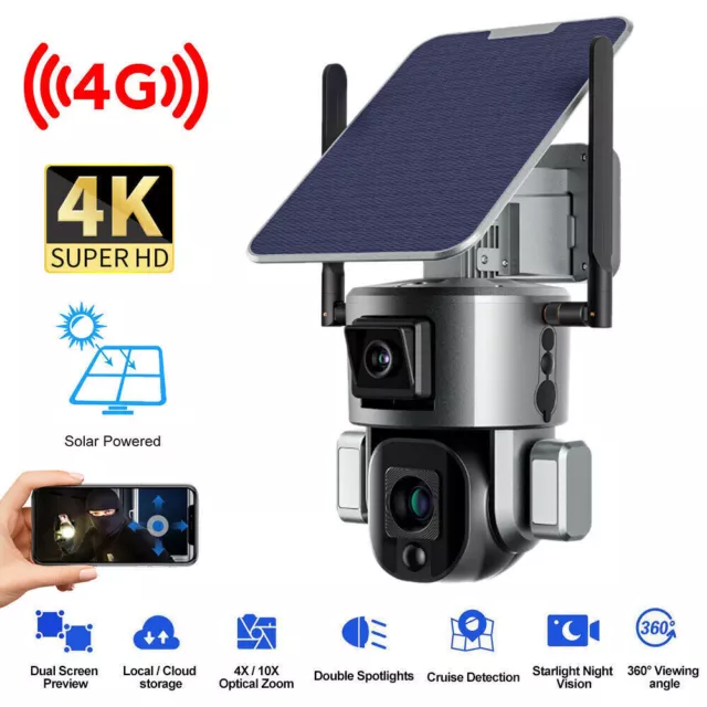 Outdoor 1080P Solar Powered Security Energy Camera Wireless WiFi/4G IP Home CCTV