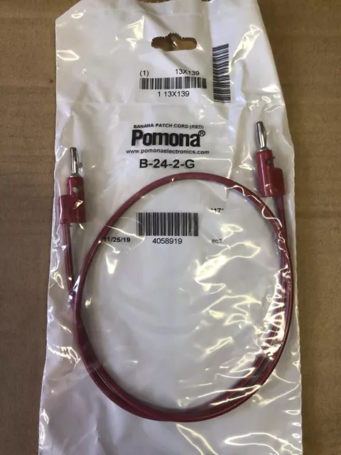 POMONA B-24-2-G Banana Patch Cord Red Brand New