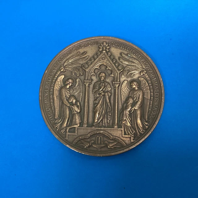 Médaille En Cuivre Art Déco Signée Simon, 96 Mm - Calendrier 1969 Avec Angelot