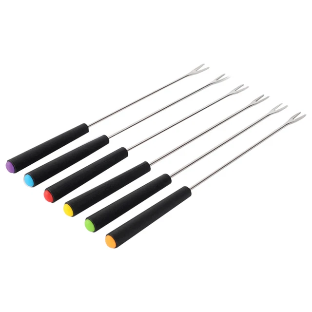 6 pz forchetta frutta formaggio acciaio inox spiedini in legno utensili da cucina
