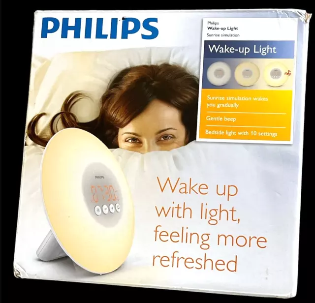 Reloj despertador Philips Wake Up Light blanco simulación amanecer HF3500/60 pitido suave