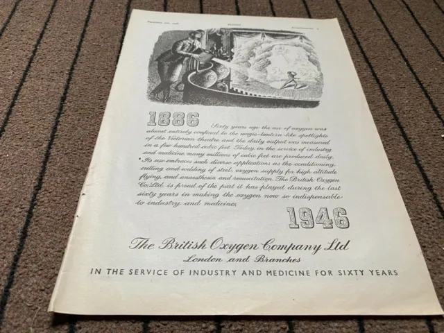 (Ac19) Advert 11X8" The British Oxygen Company 1886 To 1946 Medicine & Industry