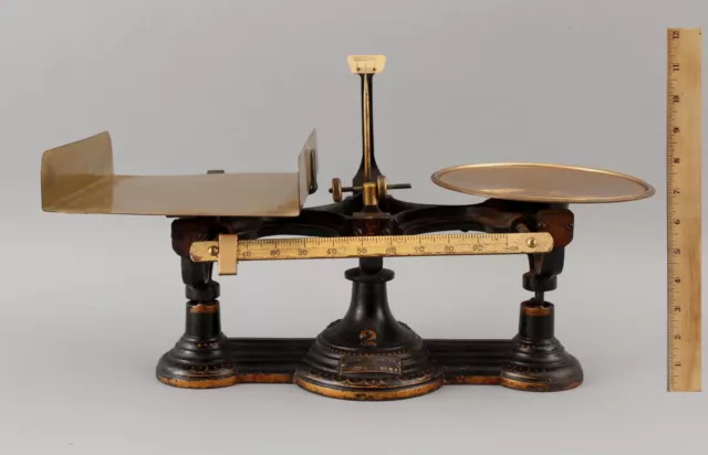 Antique Troemner Philadelphia Decorated Cast Iron & Brass Balance Scale