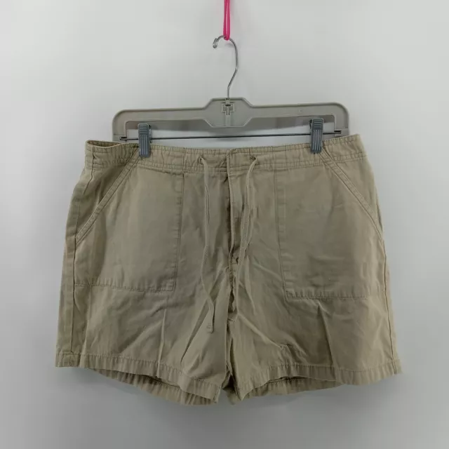 old navy casual summer beige chino button/drawstring soft shorts size 10 women's