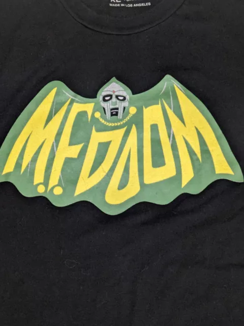 M.F. Doom Graphic Print Tee Shirt Mens Size XL Data Crew Los Angeles Brand Black