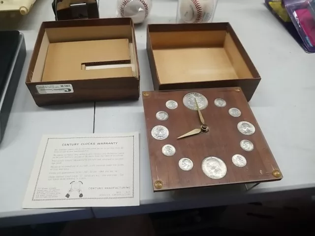 1964 1883 Our Silver Heritage Numismatic Coin Clock With Box & Paper 2