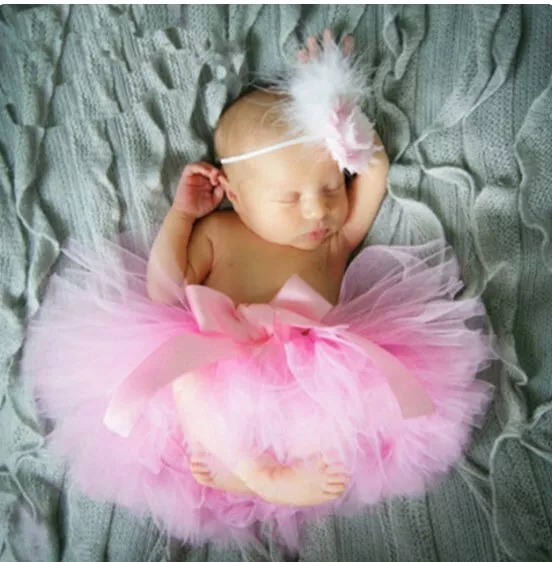 Baby Fotoshooting Outfit Tütü Tüllrock & Stirnband Newborn Shooting Neugeborene 2