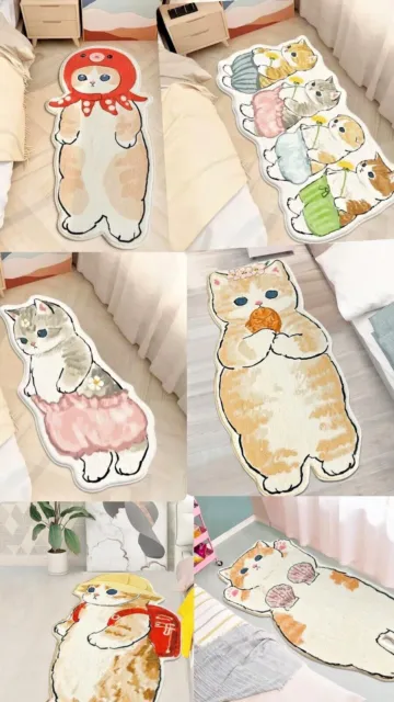Alfombra de cama de dibujos animados para gato alfombra irregular dormitorio