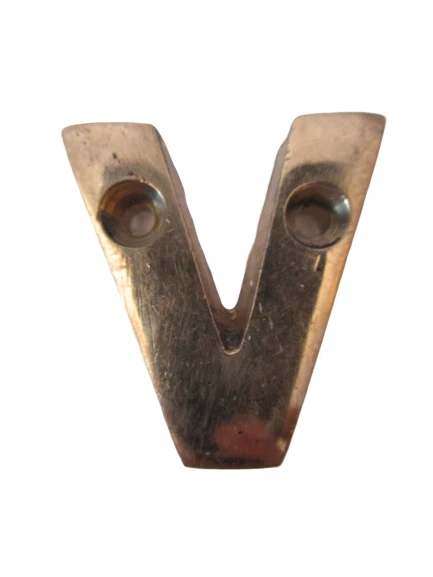 V – BRASS Letters / Letter - HOUSE DOOR Sign - SOLID - Capital Alphabet Letter