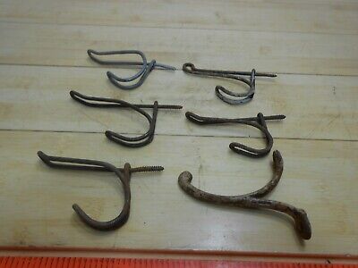 LOT OF 6: HAT AND COAT HOOKS 5 Wire Screw In, 1 Unique.