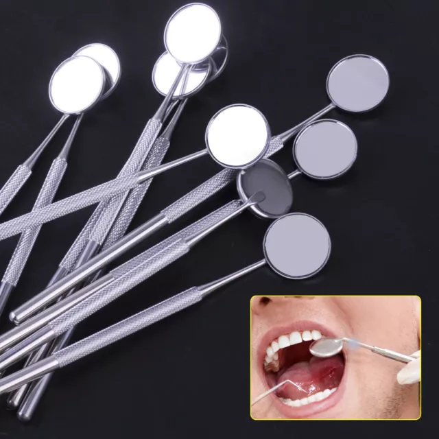 10pc Dental Stainless Steel Mouth Tooth Mirror Reflector Scaler Teeth Clean vt