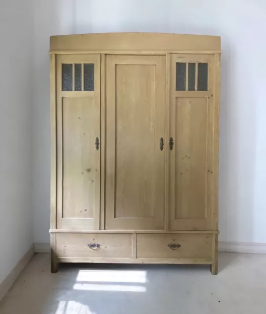 Large Antique Victorian European Pine Hall Cupboard Knockdown Wardrobe