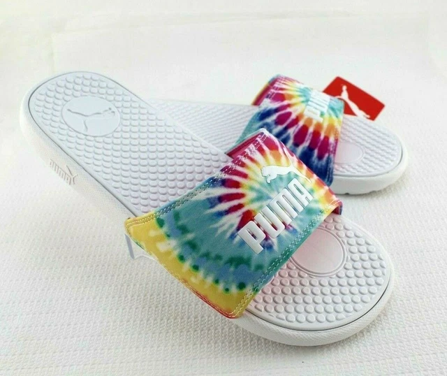 New PUMA Cool Cat Size 9 Tie Dye with White Logo Women’s Slide Sandals