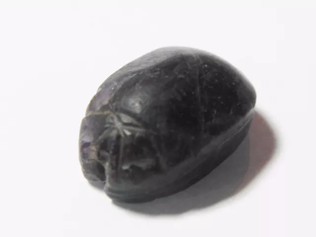 Zurqieh -Q321- Ancient Egypt , Beautiful Amethyst Scarab. 1400 B.c