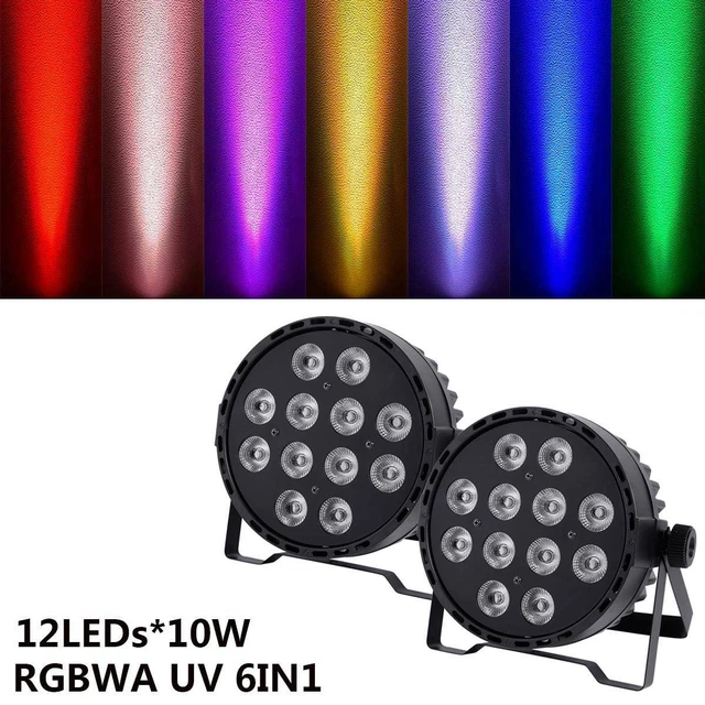 2x 120W RGBWA UV LED Par Light DMX Stage Lighting DJ Strobe Par Can Lights Par64