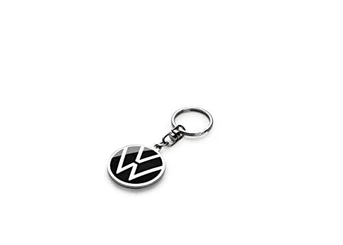 Porte-clés Volkswagen Nouveau Logo - Métal Noir Et Chromé - Diamètre 37mm - Origine Allemagne
