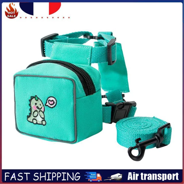 Pet Cat Dog Backpack Printed Chest Strap Harness Traction Rope (Green S)