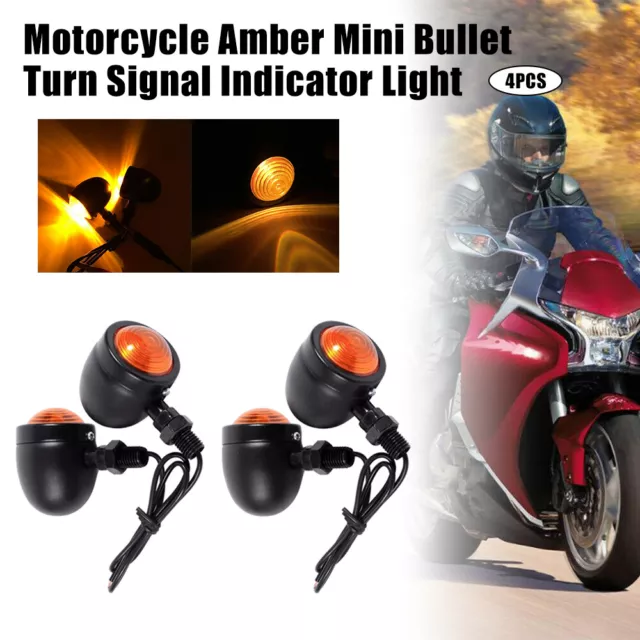 4Pcs 12V Universal Motorcycle Bullet Turn Signal Indicator Light  Chopper Bobber