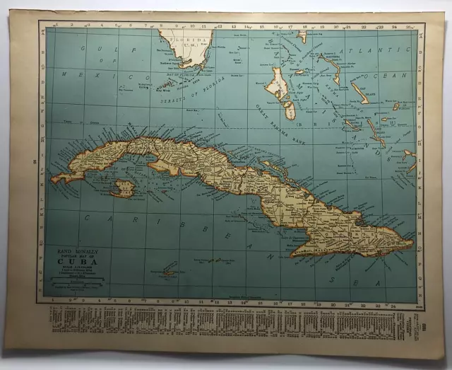 1947 Antique CUBA Authentic Old Atlas Map - Rand McNally Premium World Atlas