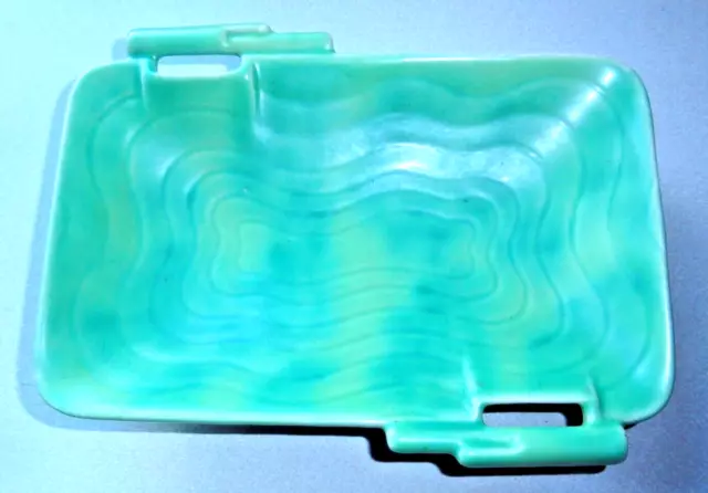 Vintage green small trinket tray by SHORTER approx 7'' - very good condition