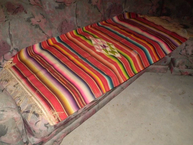 Vintage Woven Mexican Blanket Saltillo Serape 56” by 26” Multicolor Runner